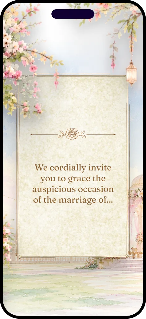 The invitation as everyone sees it, opening straight into the wedding details